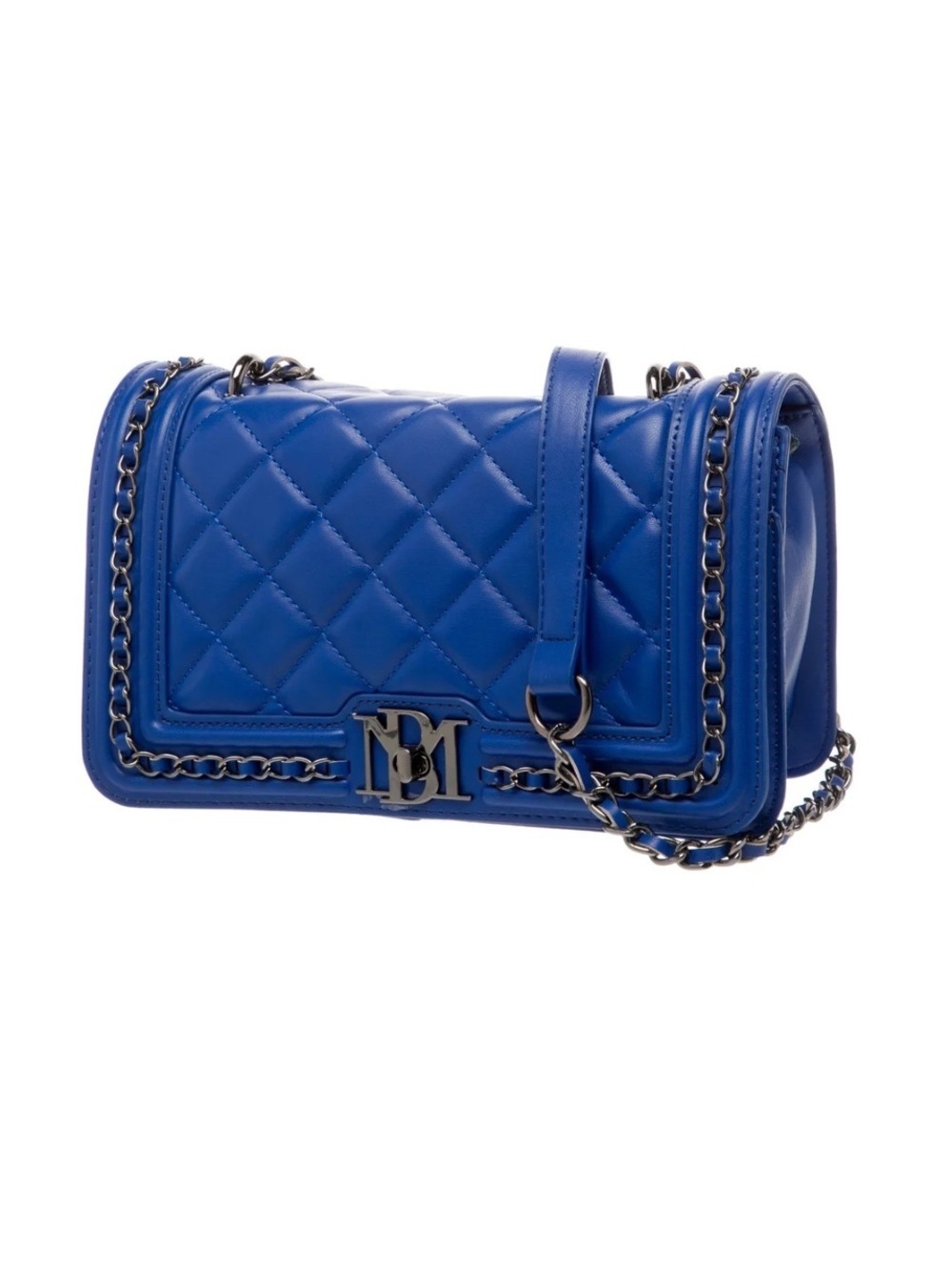 Blue Quilted Chain Shoulder Bag